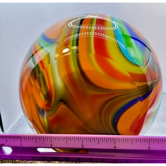 Art Glass Vase Modern Studio Swags & Red Interior 12" x 5" - 7 lbs - Picture 8 of 8